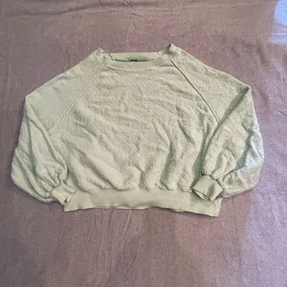 Free People Light Green Textured Top